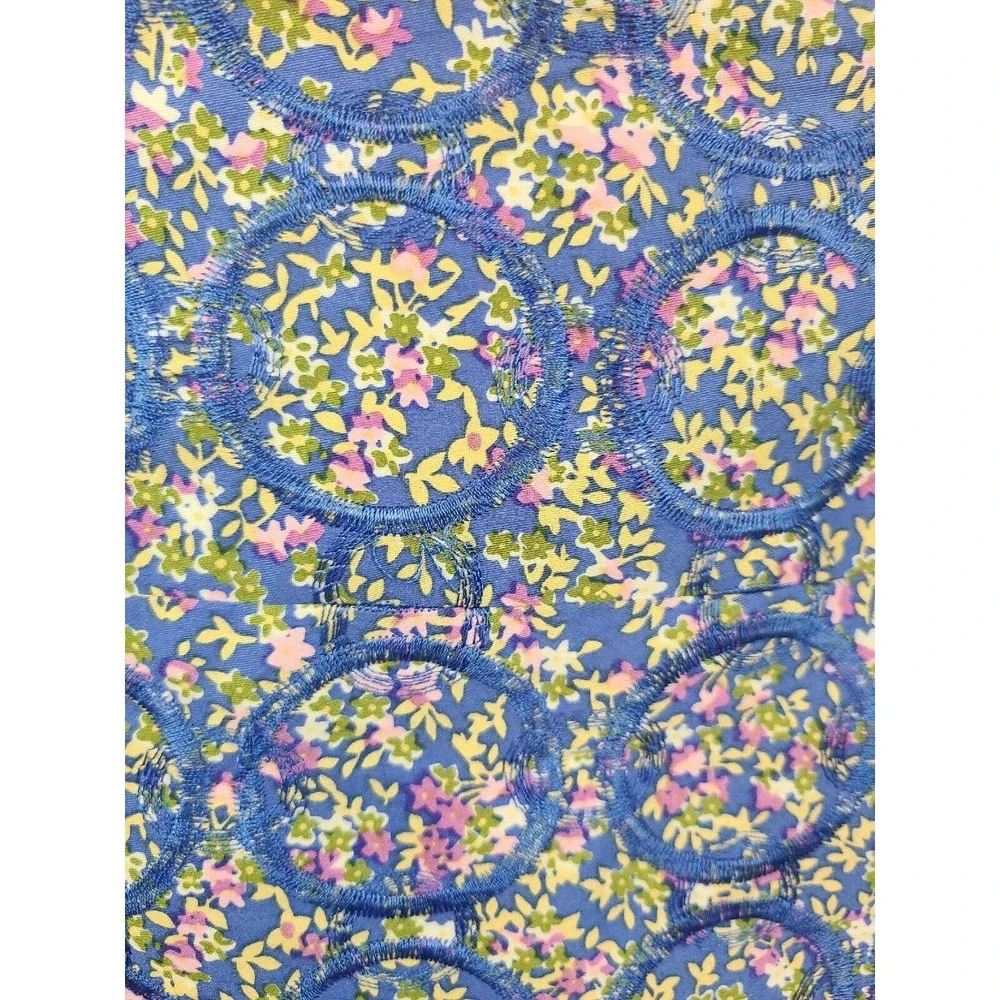 Sevier Skirts Women's (M?) Blue Embroidery Purple Floral Custom Made Short Skirt